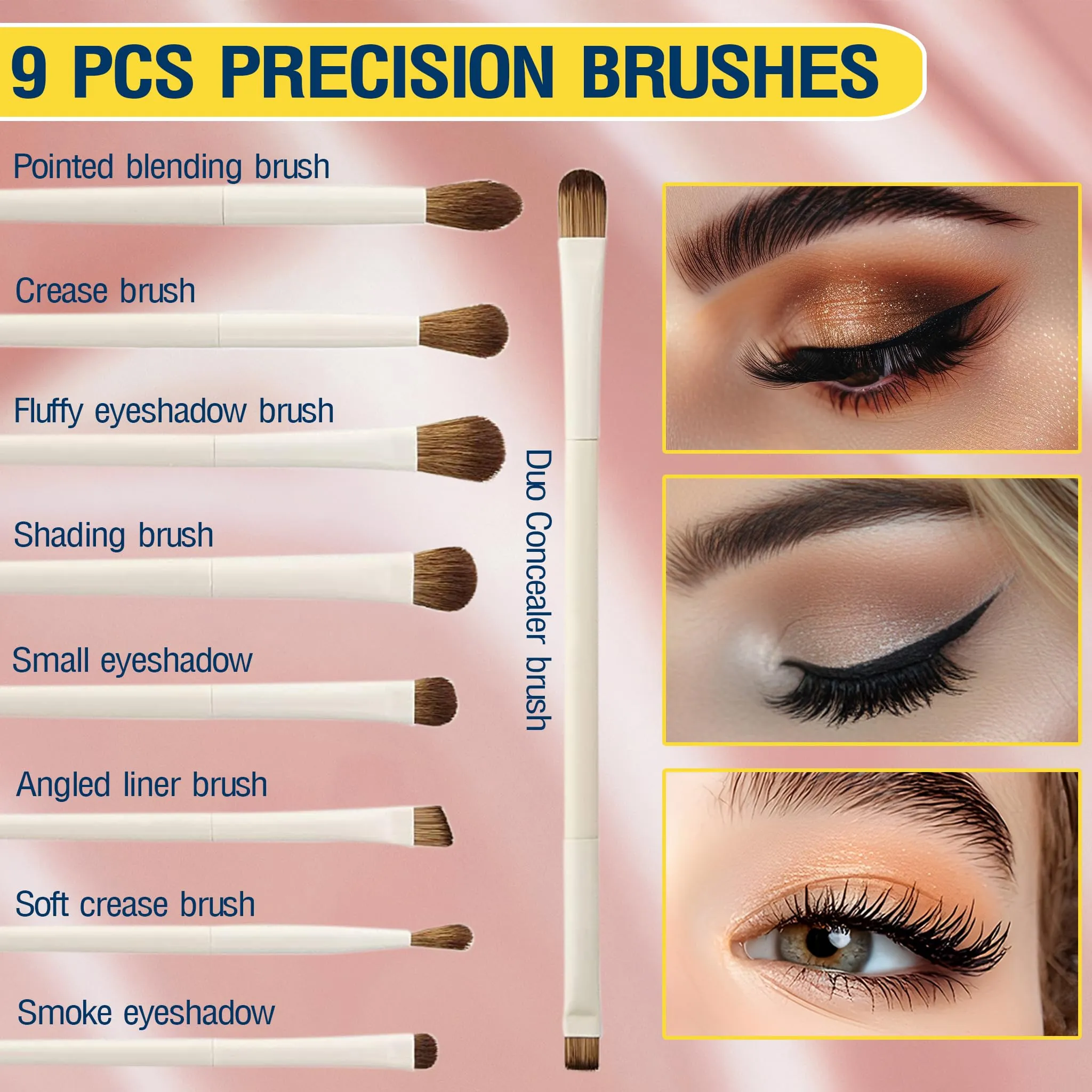 14-Piece Make Up Brush Set - Travel Makeup Brushes Set Professional - Premium Synthetic Brushes for Powder, Foundation, Contour, Blush, Concealer, Eyeshadow, and Liner - Light Grey