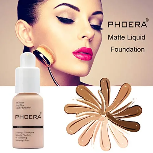 2 Pack PHOERA Foundation, Flawless Soft Matte Liquid Foundation Makeup for Women.(102# Nude)