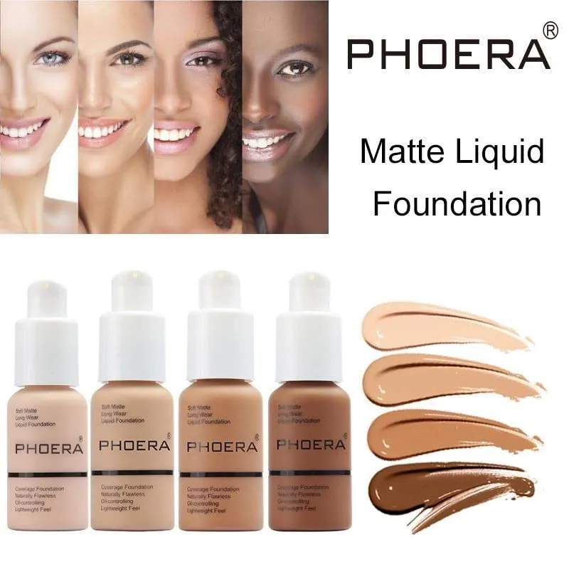 2 Pack PHOERA Foundation, Flawless Soft Matte Liquid Foundation Makeup for Women.(102# Nude)