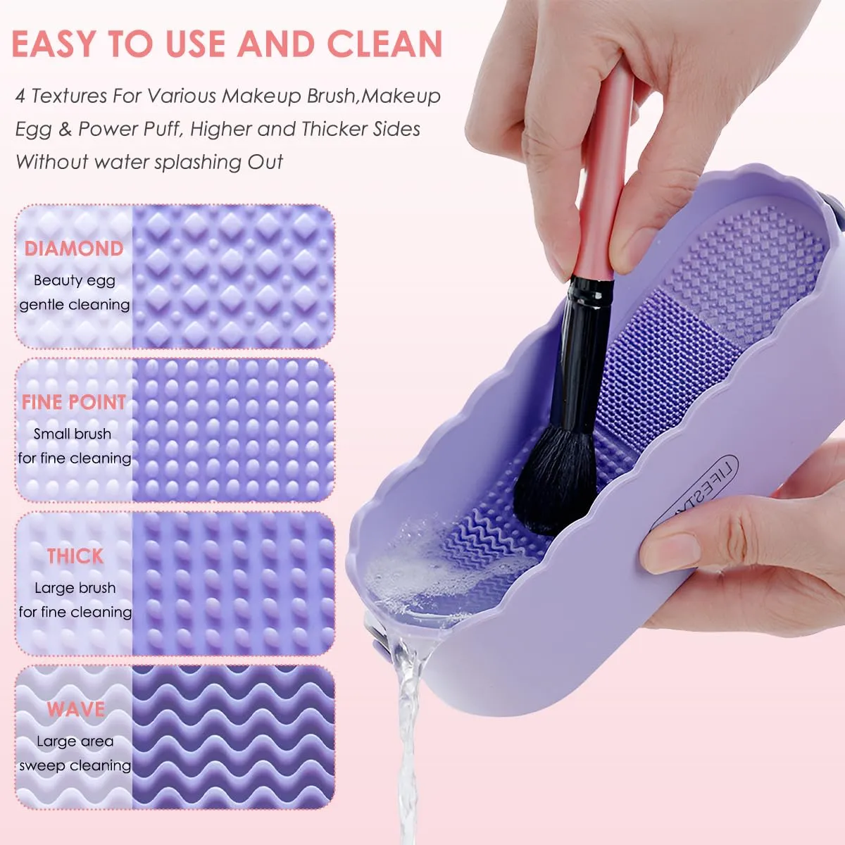 3 in 1 Silicone Makeup Brush Cleaner Bowl with Brush Drying Holder (Simple White)
