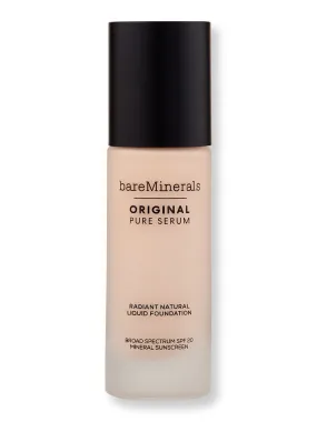 Bareminerals Original Pure Serum Radiant Natural Liquid Foundation Mineral SPF 20 1 oz 30 ml Fair Cool 1