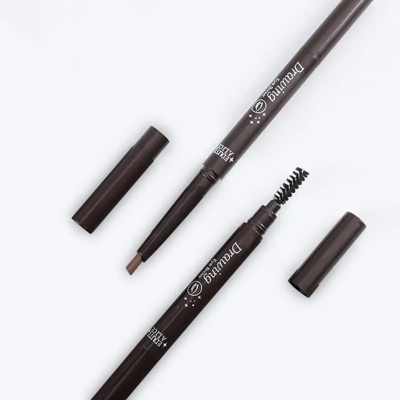 BUBIQUER Eyebrow Pencil, Waterproof Eyebrow Makeup with Soft Spoolie Brush, Long Lasting UltraFine Triangle Shaped Pencil, Creates Perfect Natural Eyebrows (Deep Brown)