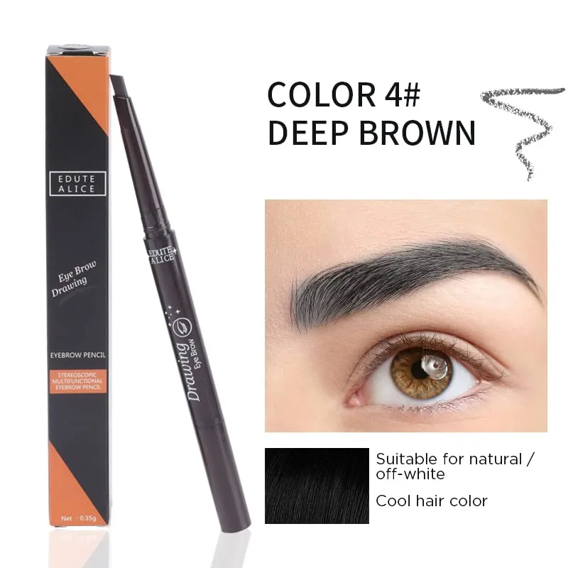 BUBIQUER Eyebrow Pencil, Waterproof Eyebrow Makeup with Soft Spoolie Brush, Long Lasting UltraFine Triangle Shaped Pencil, Creates Perfect Natural Eyebrows (Deep Brown)