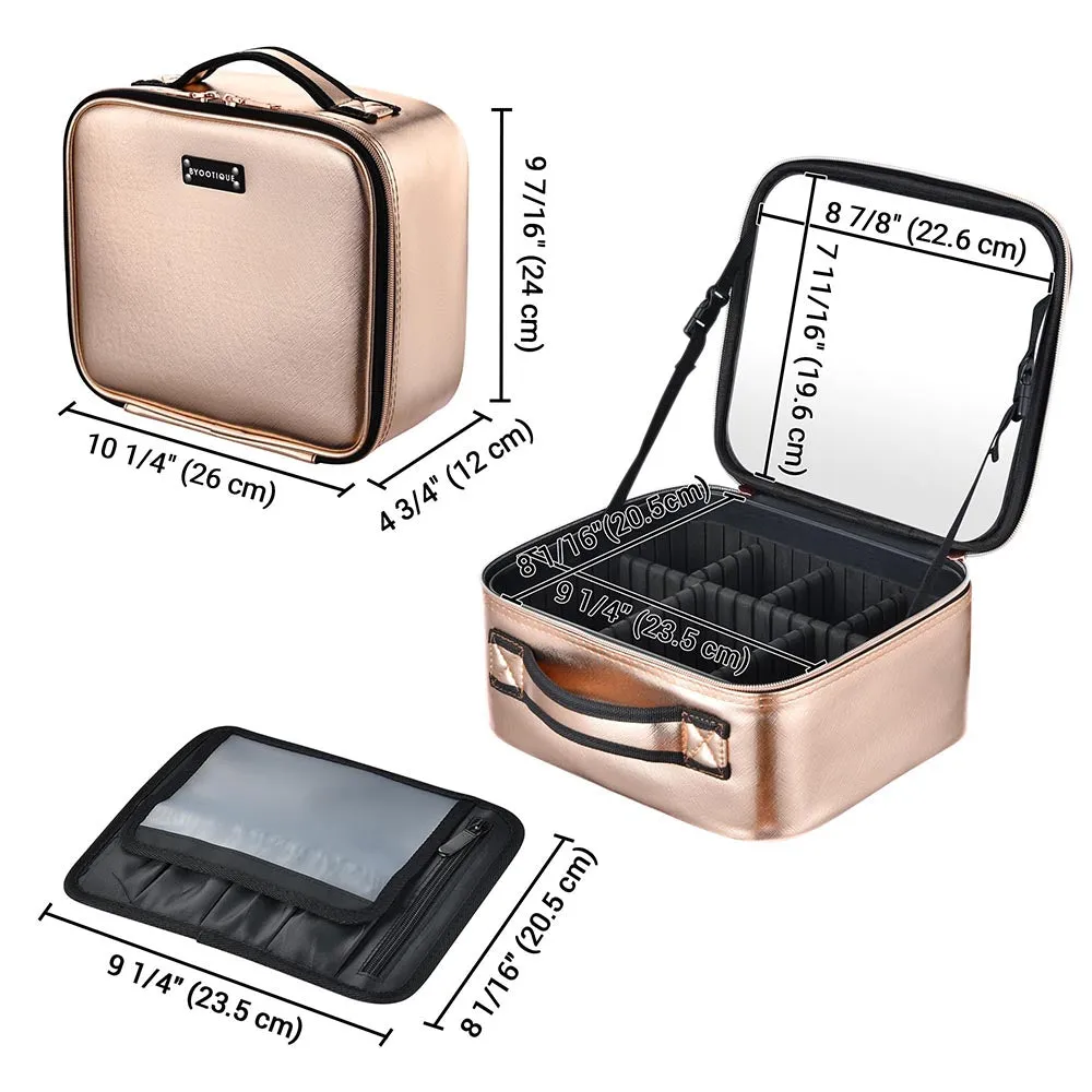 Byootique MassLux Golden Makeup Train Case Portable Cosmetic Bag Travel