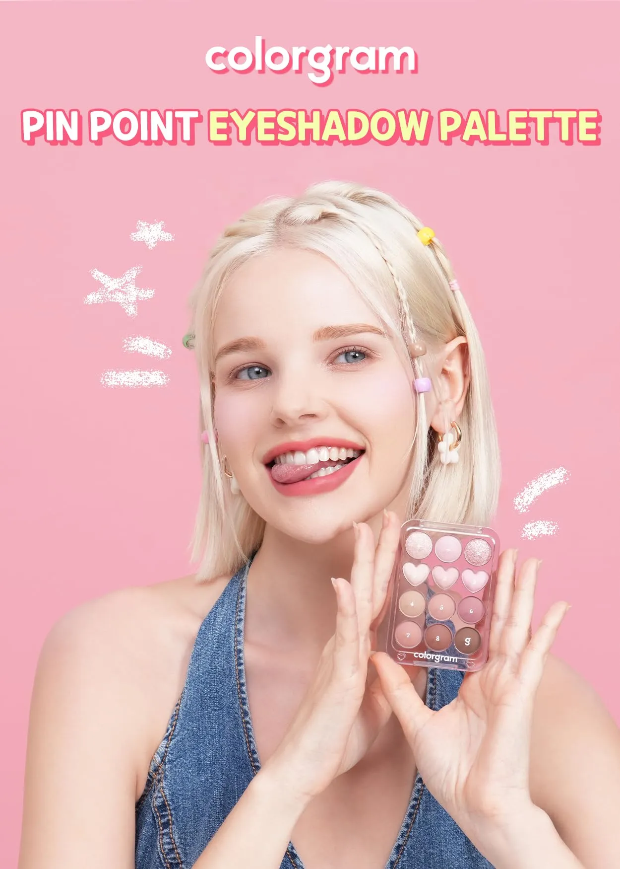 COLORGRAM Pin Point Eyeshadow Palette 04 Bright Cool | Eyeshadow Palette for Daily makeup, Ultra-Blendable, Matte, Glitter, Shimmer Shades