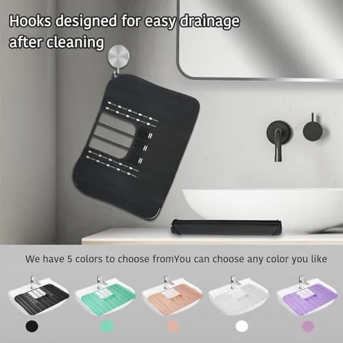 DALYANGDA Bathroom Sink Cover for Counter Space，Compact Foldable Bathroom Sink Cover with Silicone Makeup Brush Cleaning Mat - Heat Resistant, Sink Organizer Countertop for Beauty Tools，Travel, Black