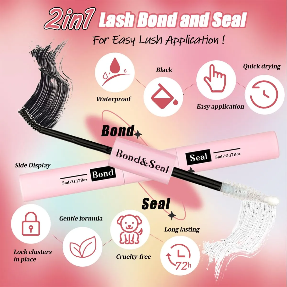 DIY Lash Extension Kit Cluster Lashes 280 Pcs 9-16mm 40D Individual Lashes Clusters with Lash Bond and Seal Glue Remover Tweezers Lash Shampoo Cleansing Brush Lash Brush