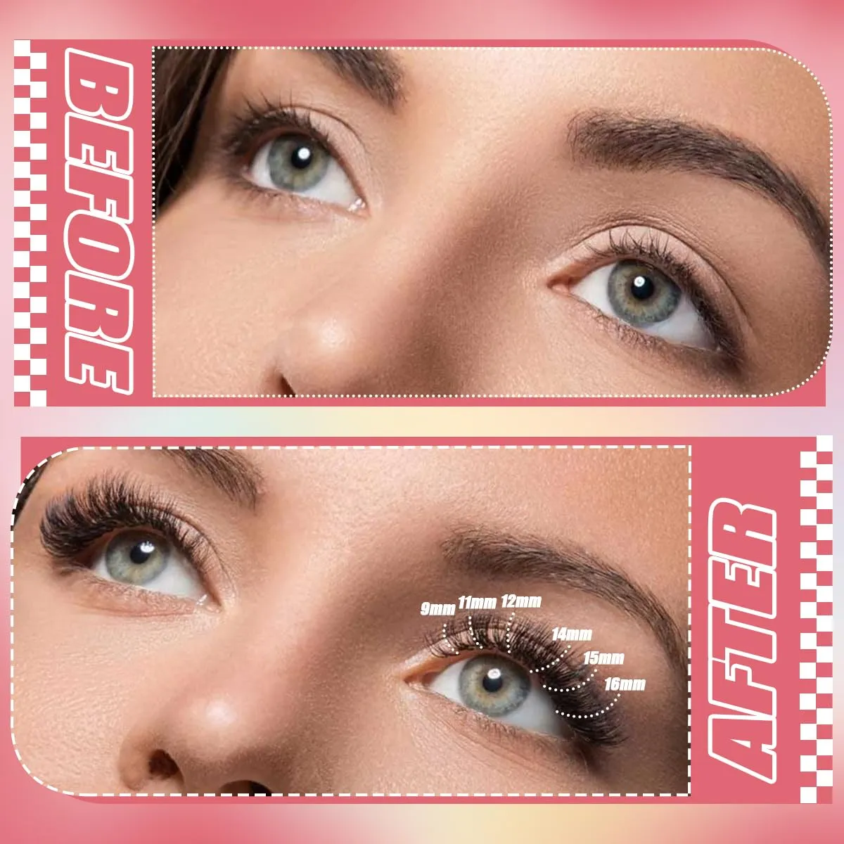 DIY Lash Extension Kit Cluster Lashes 280 Pcs 9-16mm 40D Individual Lashes Clusters with Lash Bond and Seal Glue Remover Tweezers Lash Shampoo Cleansing Brush Lash Brush