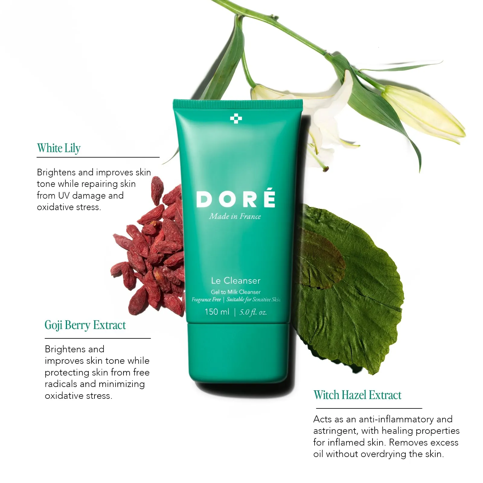Doré - Le Cleanser Gel To Milk Daily Face Cleanser | Fragrance-Free, Clean Beauty For Sensitive Skin (5 fl oz | 150 ml)