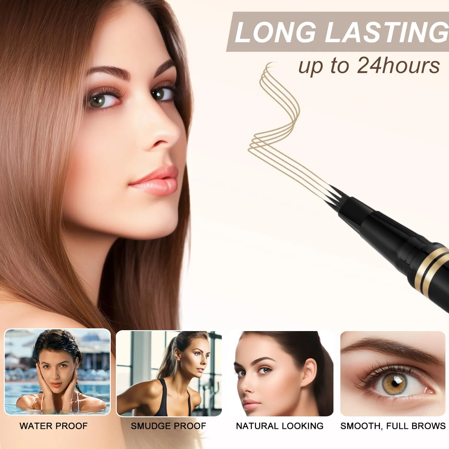 Eyebrow Pen,2-in-1 Waterproof Eyebrow Pencil with 4 Tip Microblading Brow Pen and Ultra-Precise Brow Pencil,with Dual-ended Eyebrow Brush,Eyebrow Makeup for Natural Looking-Blonde