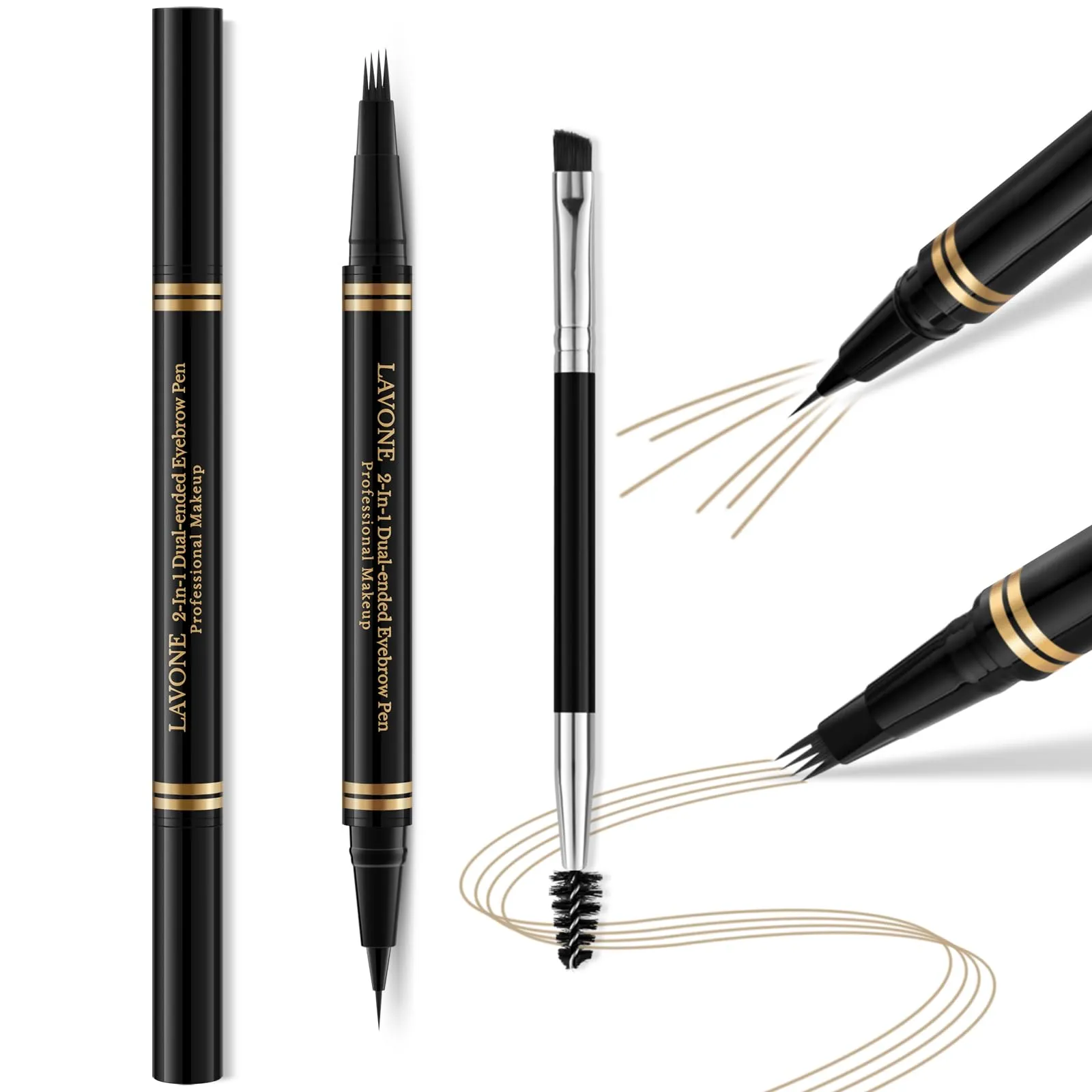 Eyebrow Pen,2-in-1 Waterproof Eyebrow Pencil with 4 Tip Microblading Brow Pen and Ultra-Precise Brow Pencil,with Dual-ended Eyebrow Brush,Eyebrow Makeup for Natural Looking-Blonde