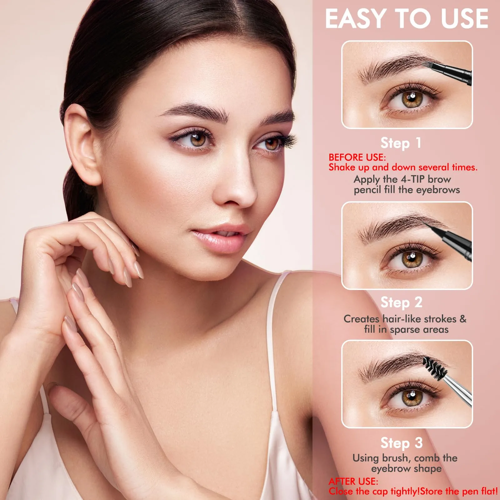 Eyebrow Pen,2-in-1 Waterproof Eyebrow Pencil with 4 Tip Microblading Brow Pen and Ultra-Precise Brow Pencil,with Dual-ended Eyebrow Brush,Eyebrow Makeup for Natural Looking-Blonde