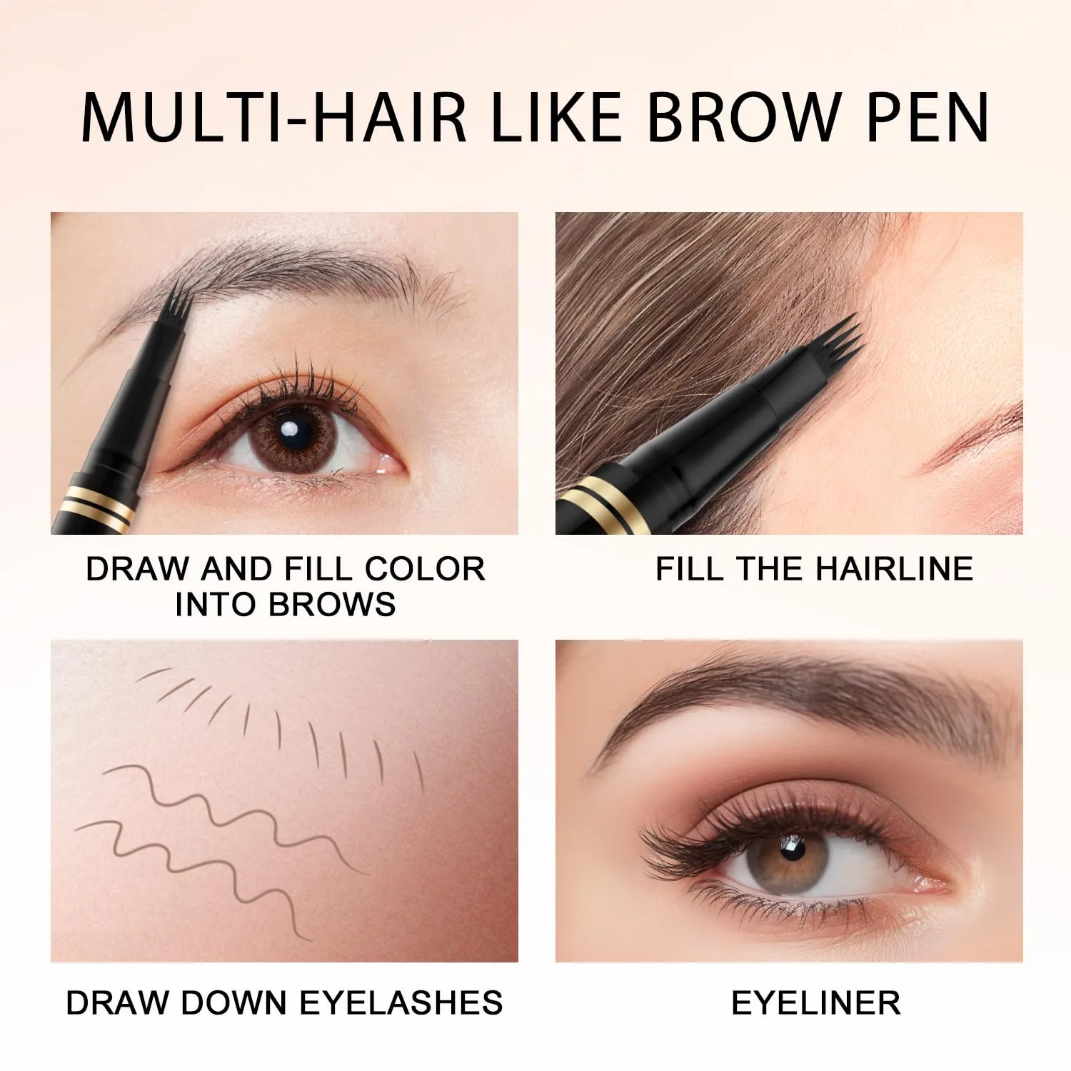 Eyebrow Pen,2-in-1 Waterproof Eyebrow Pencil with 4 Tip Microblading Brow Pen and Ultra-Precise Brow Pencil,with Dual-ended Eyebrow Brush,Eyebrow Makeup for Natural Looking-Blonde