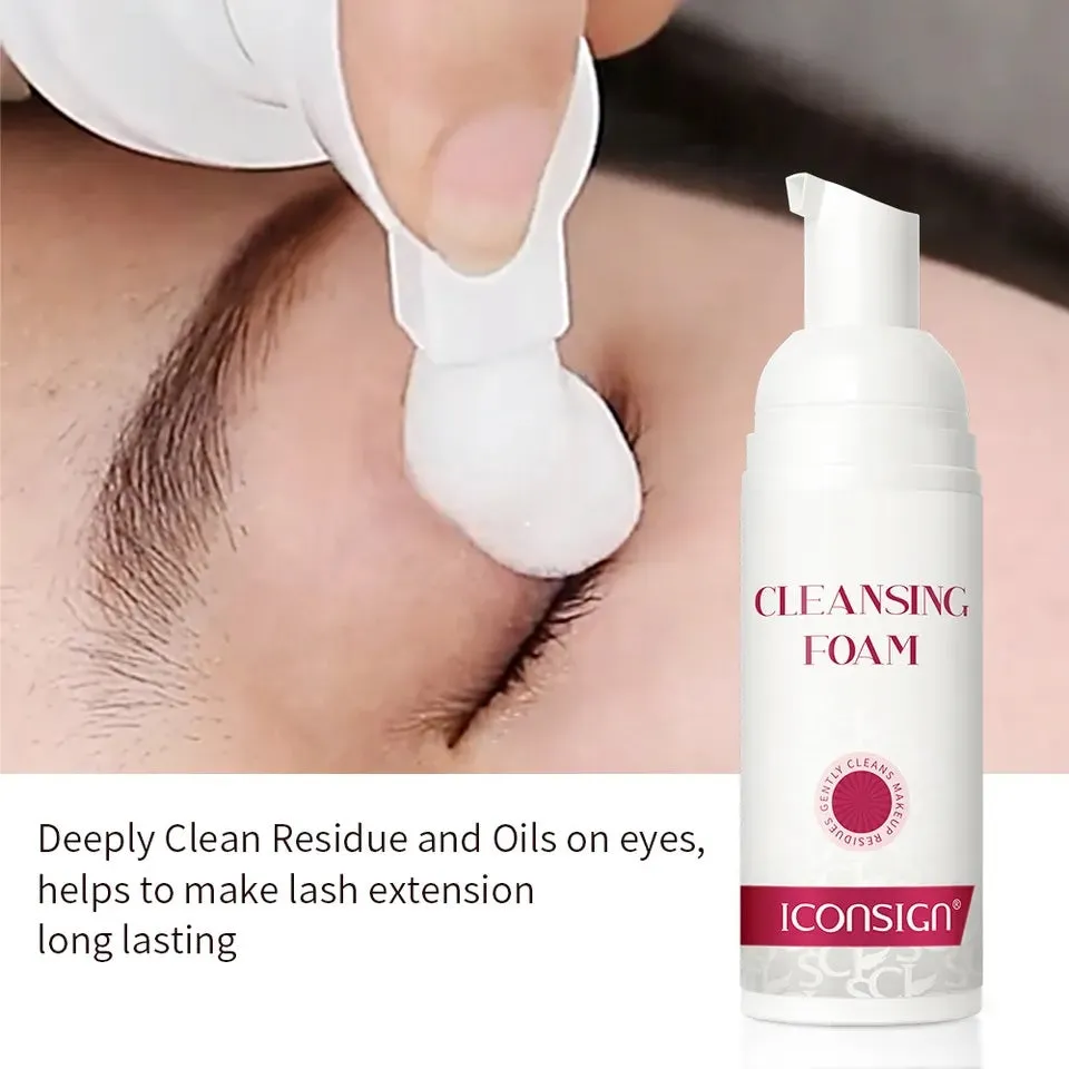 Eyelash and Eyebrow Cleansing Foam Kit – Sensitive Shampoo and Foaming Cleanser with Brush for Deep Makeup Removal and Strong Cleaning