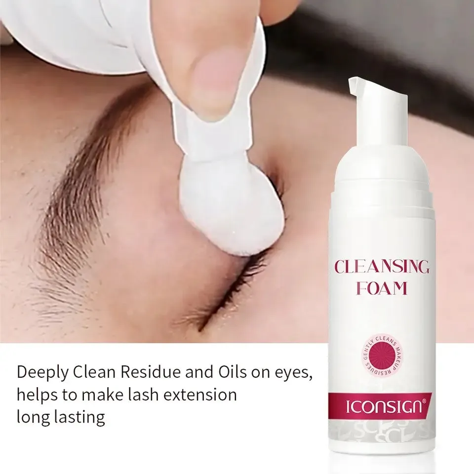 Eyelash and Eyebrow Cleansing Foam Kit – Sensitive Shampoo and Foaming Cleanser with Brush for Deep Makeup Removal and Strong Cleaning