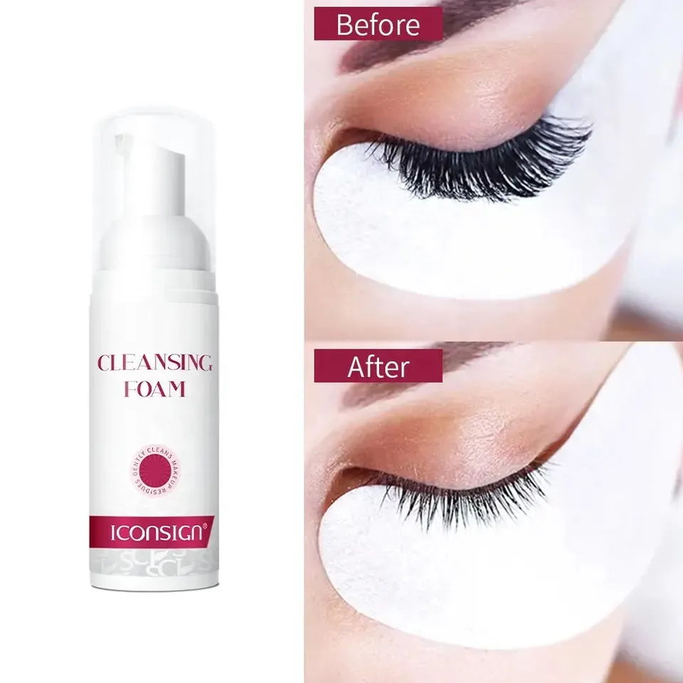 Eyelash and Eyebrow Cleansing Foam Kit – Sensitive Shampoo and Foaming Cleanser with Brush for Deep Makeup Removal and Strong Cleaning