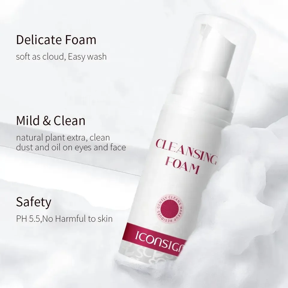 Eyelash and Eyebrow Cleansing Foam Kit – Sensitive Shampoo and Foaming Cleanser with Brush for Deep Makeup Removal and Strong Cleaning
