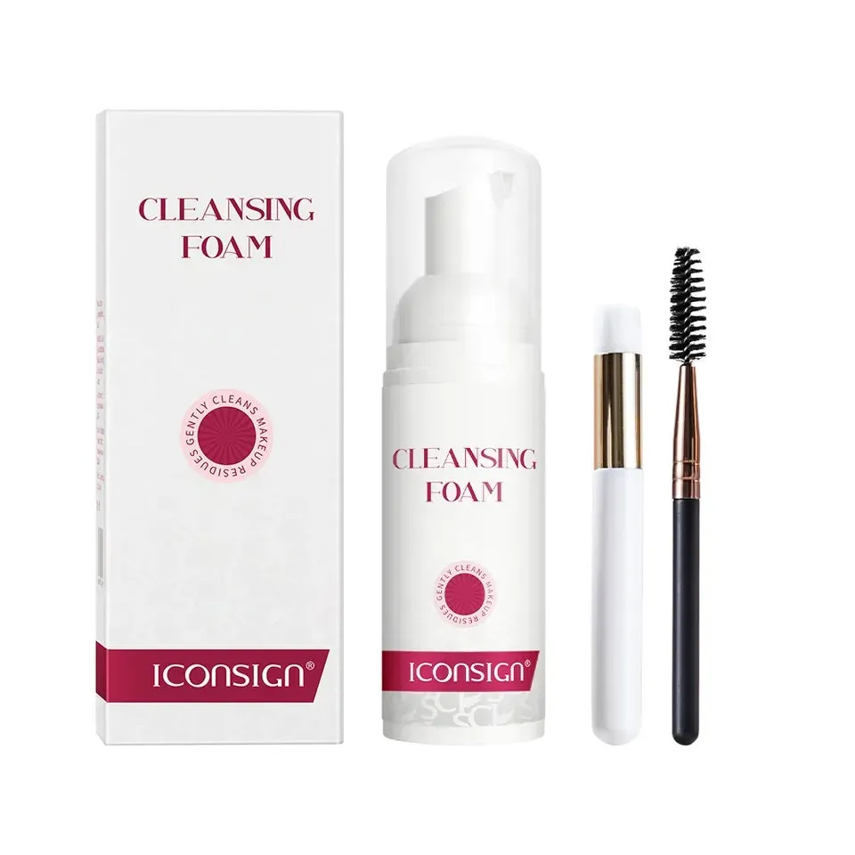 Eyelash and Eyebrow Cleansing Foam Kit – Sensitive Shampoo and Foaming Cleanser with Brush for Deep Makeup Removal and Strong Cleaning