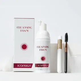 Eyelash and Eyebrow Cleansing Foam Kit – Sensitive Shampoo and Foaming Cleanser with Brush for Deep Makeup Removal and Strong Cleaning