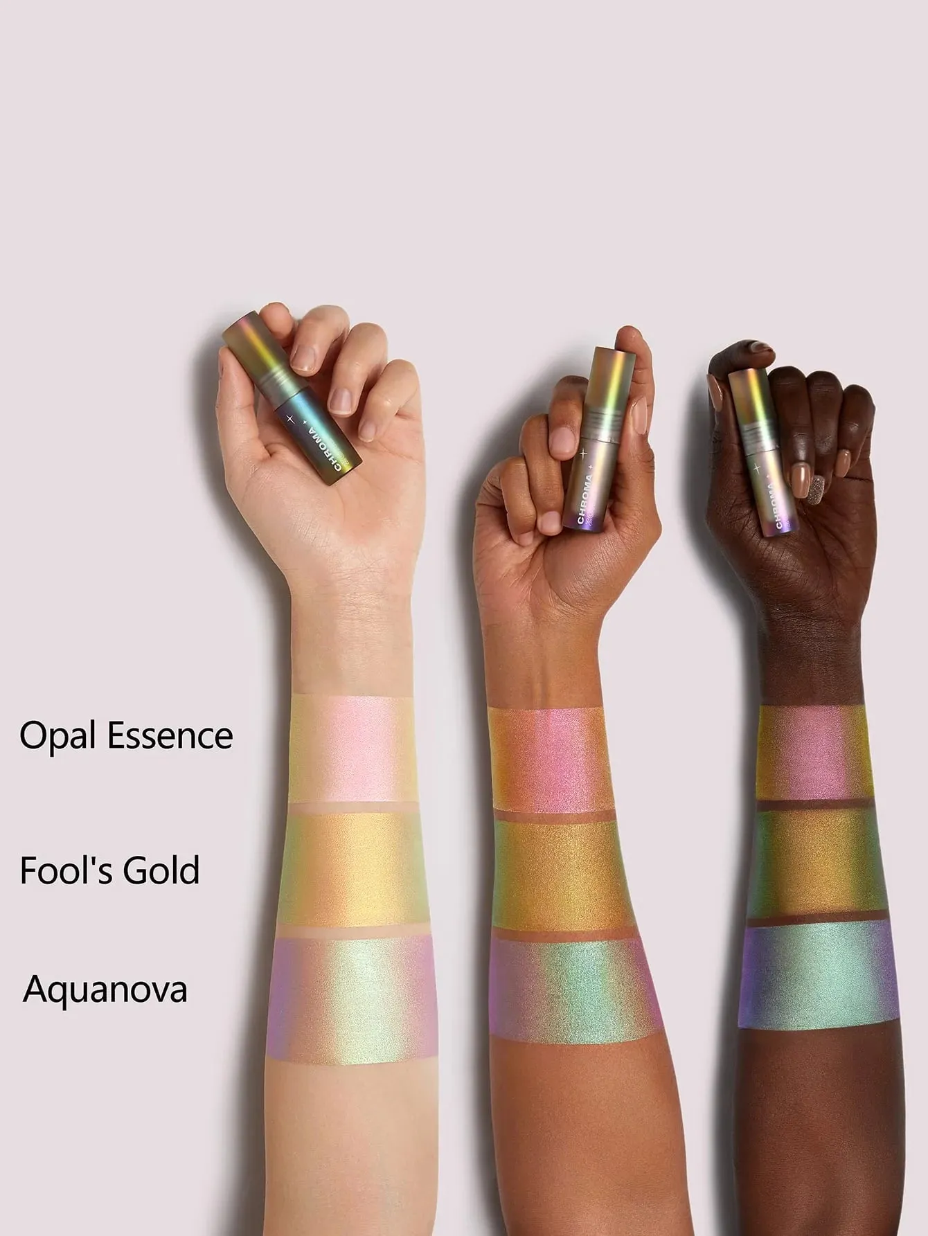 Liquid eye shadow Sheglam Chroma Zone Multichrome - Opal Essence, white-pink