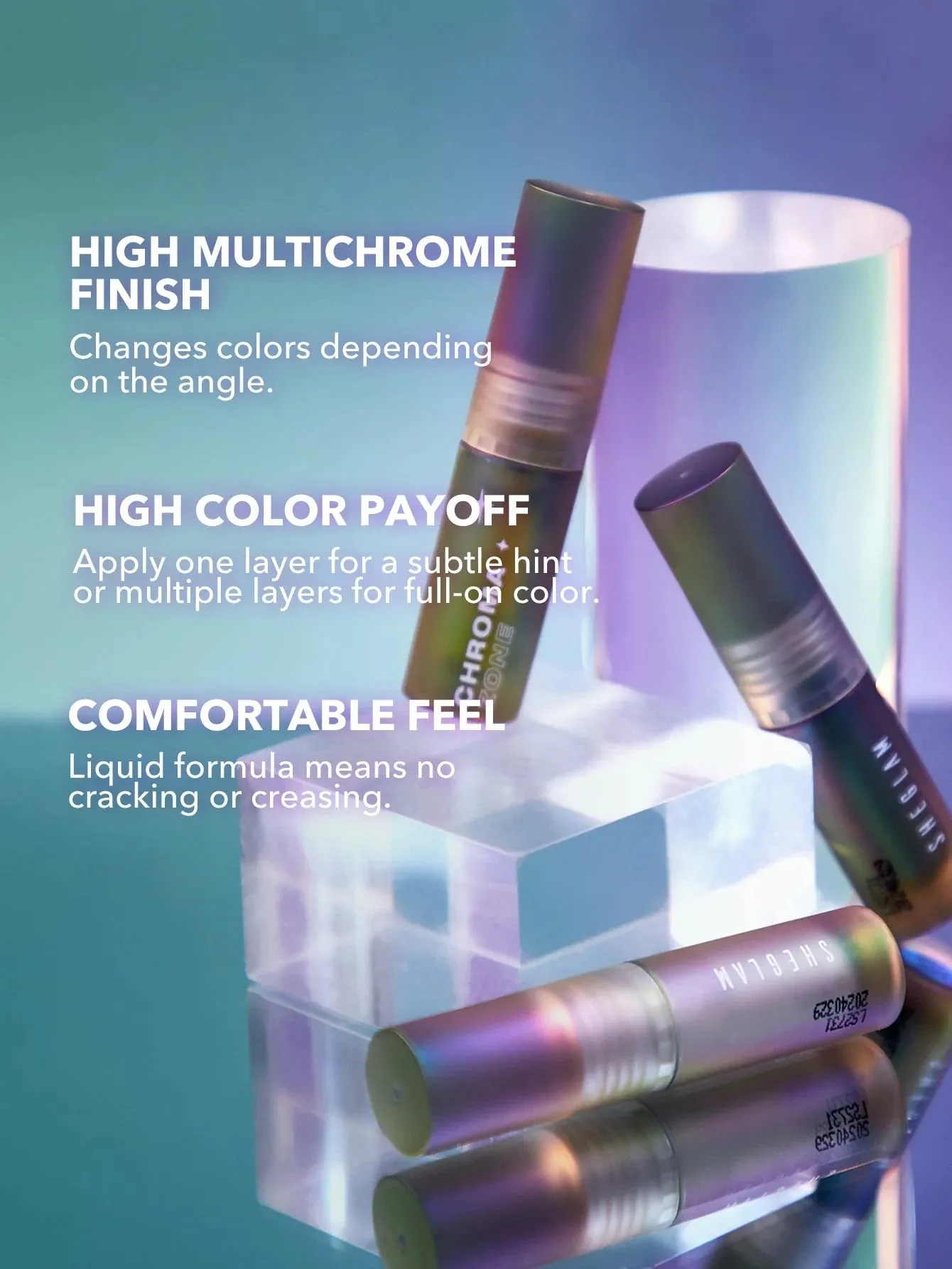 Liquid eye shadow Sheglam Chroma Zone Multichrome - Opal Essence, white-pink