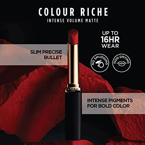 L’Oréal Paris Colour Riche Intense Volume Matte Lipstick - Up to 16H Wear, infused with HYALURONIC ACID - Le Rose Activist, 1.8 g