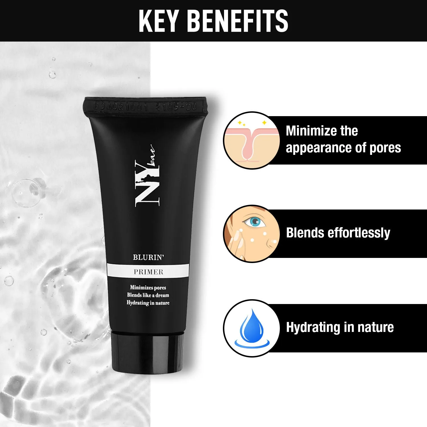 NY Bae Blurin' Primer |Face Primer|Blurs Out Pores & Fine Lines| Enriched With Vitamin E| Radiant Glow| All Skin Types| Matte (15 gm)