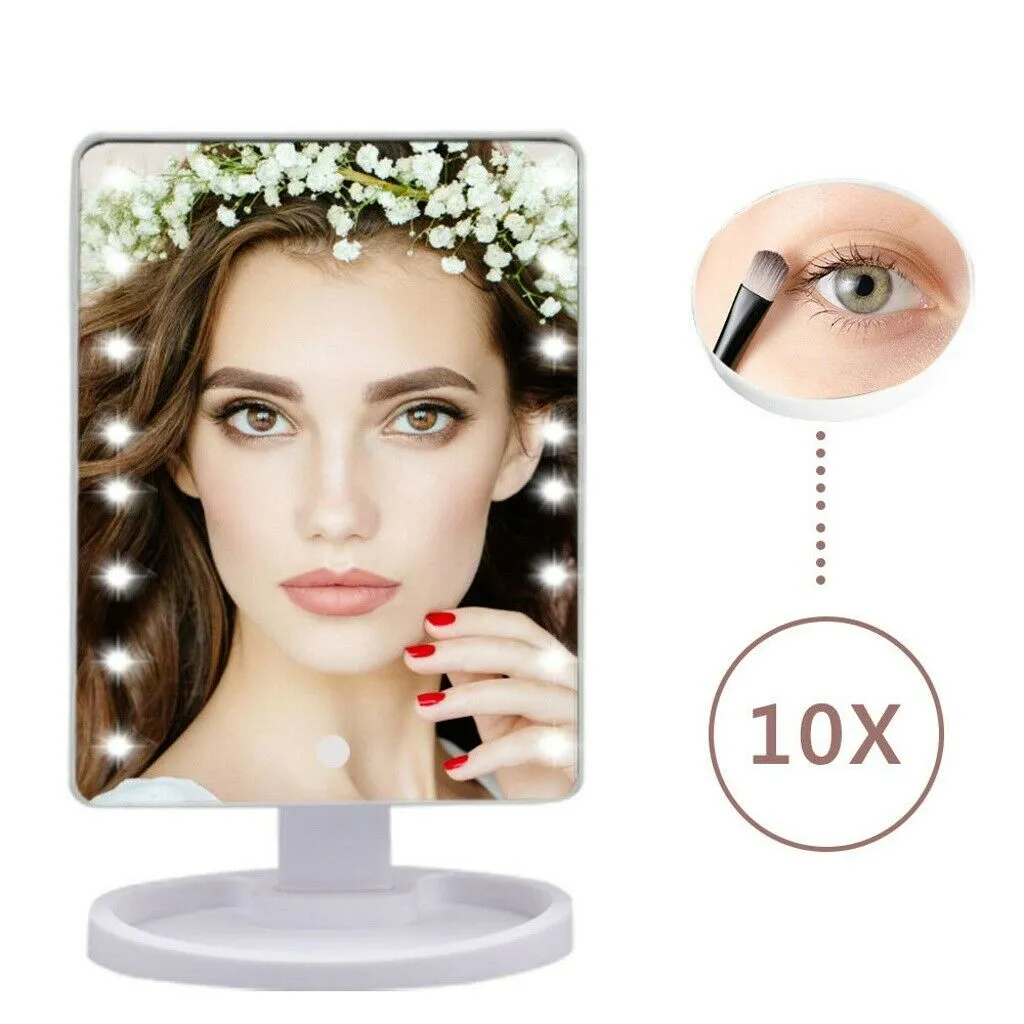 Professional 22 LED Makeup Mirror Light Portable Rotation Vanity Lights Lamp Touch Bright Adjustable USB Or Battery Use 22 LED Makeup Mirror Lighted Stand Tabletop Touch Screen Vanity White or Black