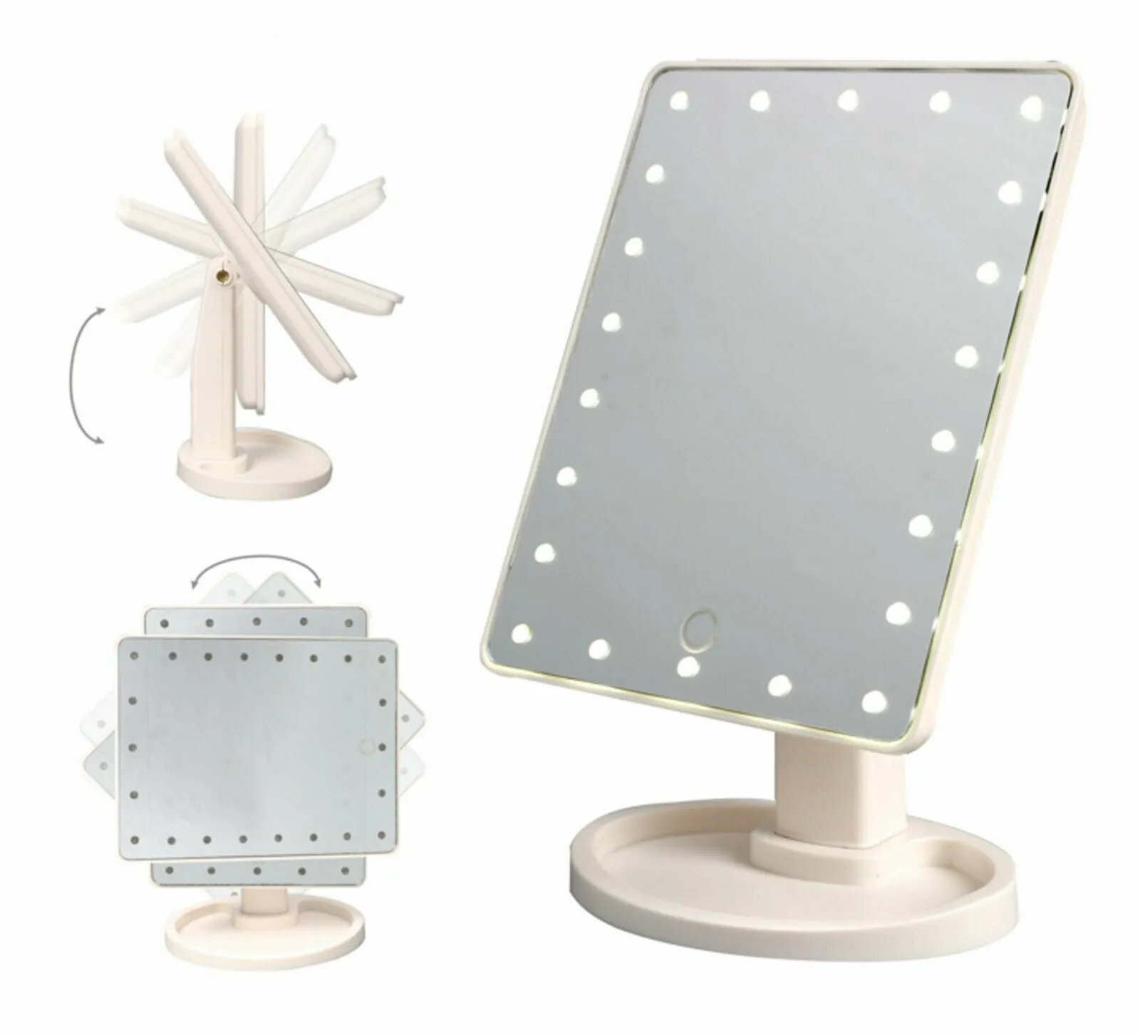 Professional 22 LED Makeup Mirror Light Portable Rotation Vanity Lights Lamp Touch Bright Adjustable USB Or Battery Use 22 LED Makeup Mirror Lighted Stand Tabletop Touch Screen Vanity White or Black