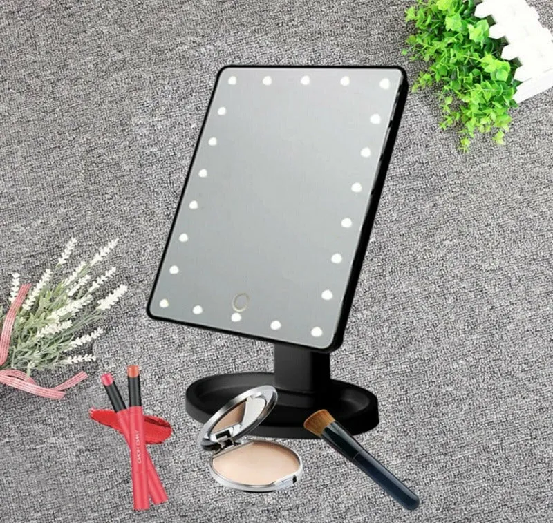Professional 22 LED Makeup Mirror Light Portable Rotation Vanity Lights Lamp Touch Bright Adjustable USB Or Battery Use 22 LED Makeup Mirror Lighted Stand Tabletop Touch Screen Vanity White or Black