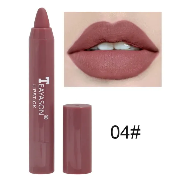 TEAYASON Matte Lipstick Waterproof Long Lasting Color Rendering Non-stick Velvet Lips Liner Pencil Woman Makeup Cosmetics