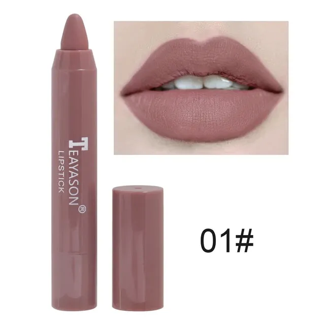 TEAYASON Matte Lipstick Waterproof Long Lasting Color Rendering Non-stick Velvet Lips Liner Pencil Woman Makeup Cosmetics
