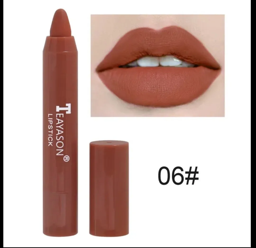 TEAYASON Matte Lipstick Waterproof Long Lasting Color Rendering Non-stick Velvet Lips Liner Pencil Woman Makeup Cosmetics