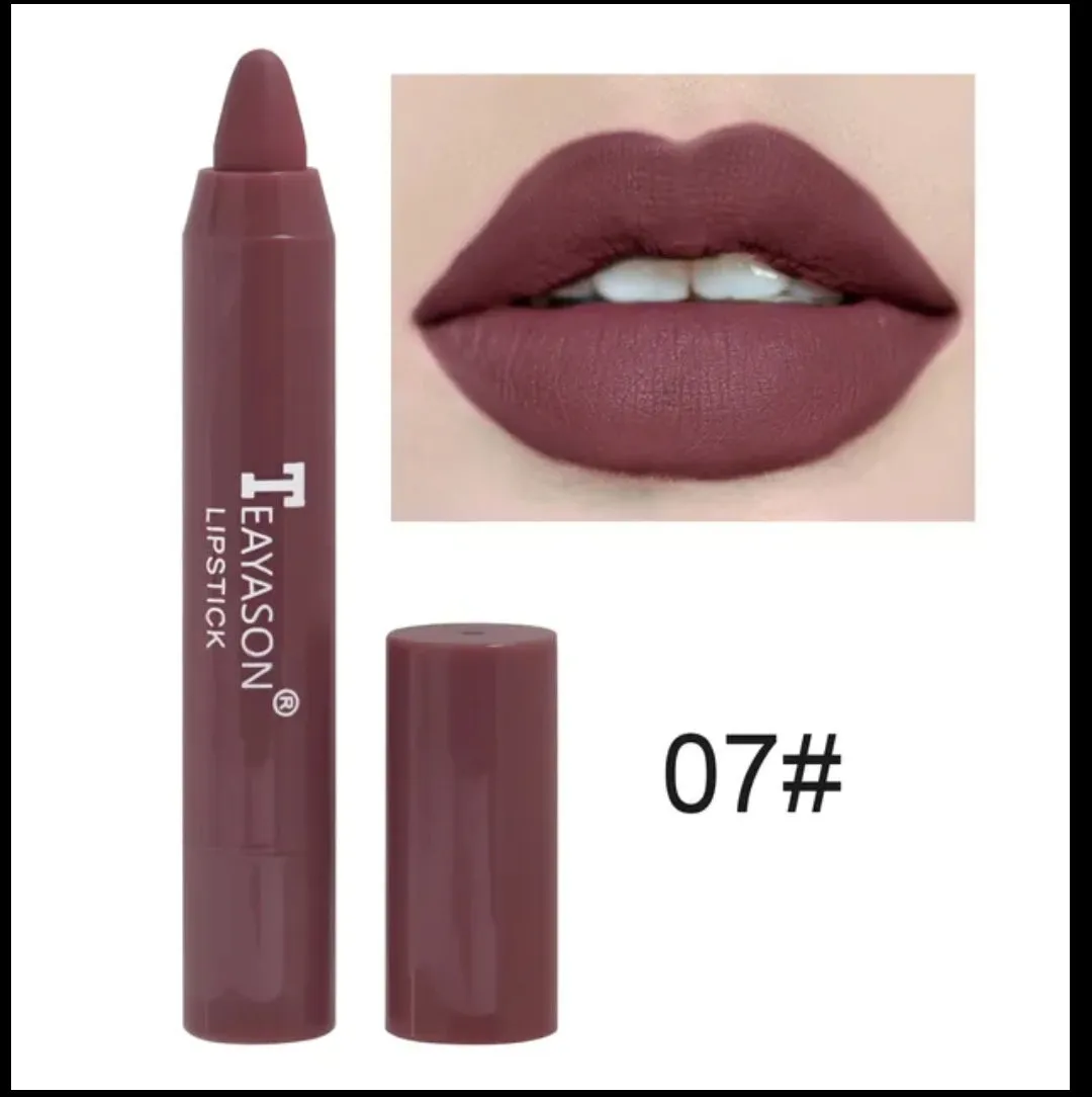 TEAYASON Matte Lipstick Waterproof Long Lasting Color Rendering Non-stick Velvet Lips Liner Pencil Woman Makeup Cosmetics