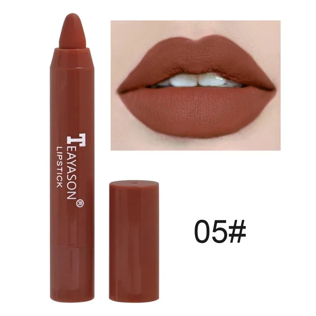 TEAYASON Matte Lipstick Waterproof Long Lasting Color Rendering Non-stick Velvet Lips Liner Pencil Woman Makeup Cosmetics