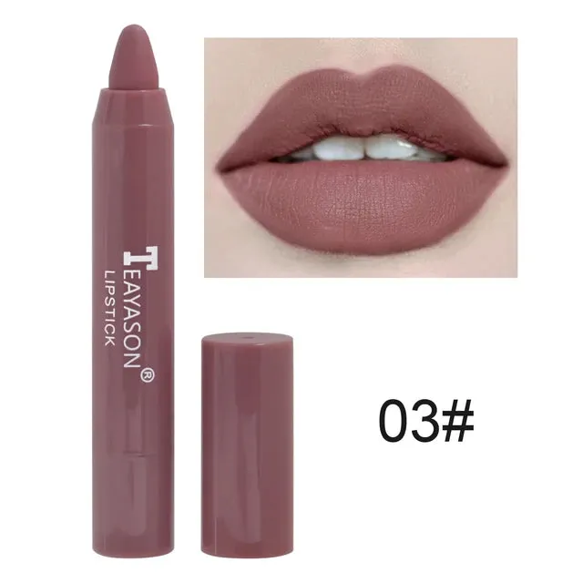 TEAYASON Matte Lipstick Waterproof Long Lasting Color Rendering Non-stick Velvet Lips Liner Pencil Woman Makeup Cosmetics