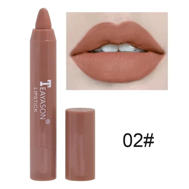 TEAYASON Matte Lipstick Waterproof Long Lasting Color Rendering Non-stick Velvet Lips Liner Pencil Woman Makeup Cosmetics