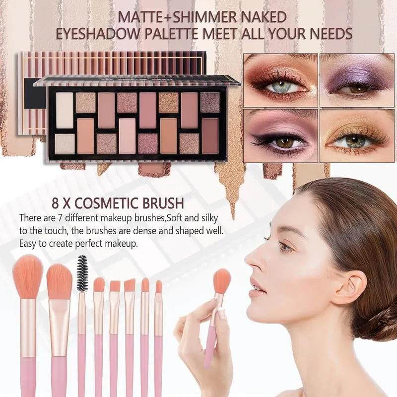 Teen Makeup Kit for Girl Include Eyeshadow Palette,Eyeliner,Makeup Brush Set,Lipgloss Set,Mascara, Eyebrow Pencil Make up Set Gift for Women Full Kit