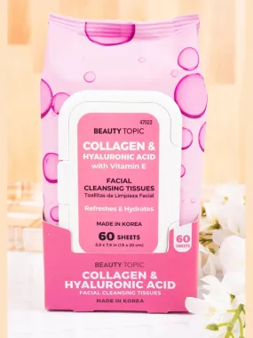 Tissues Facial Cleaning Collagen&Hyaluric Acid Vitamin E 60 Sheets 47023
