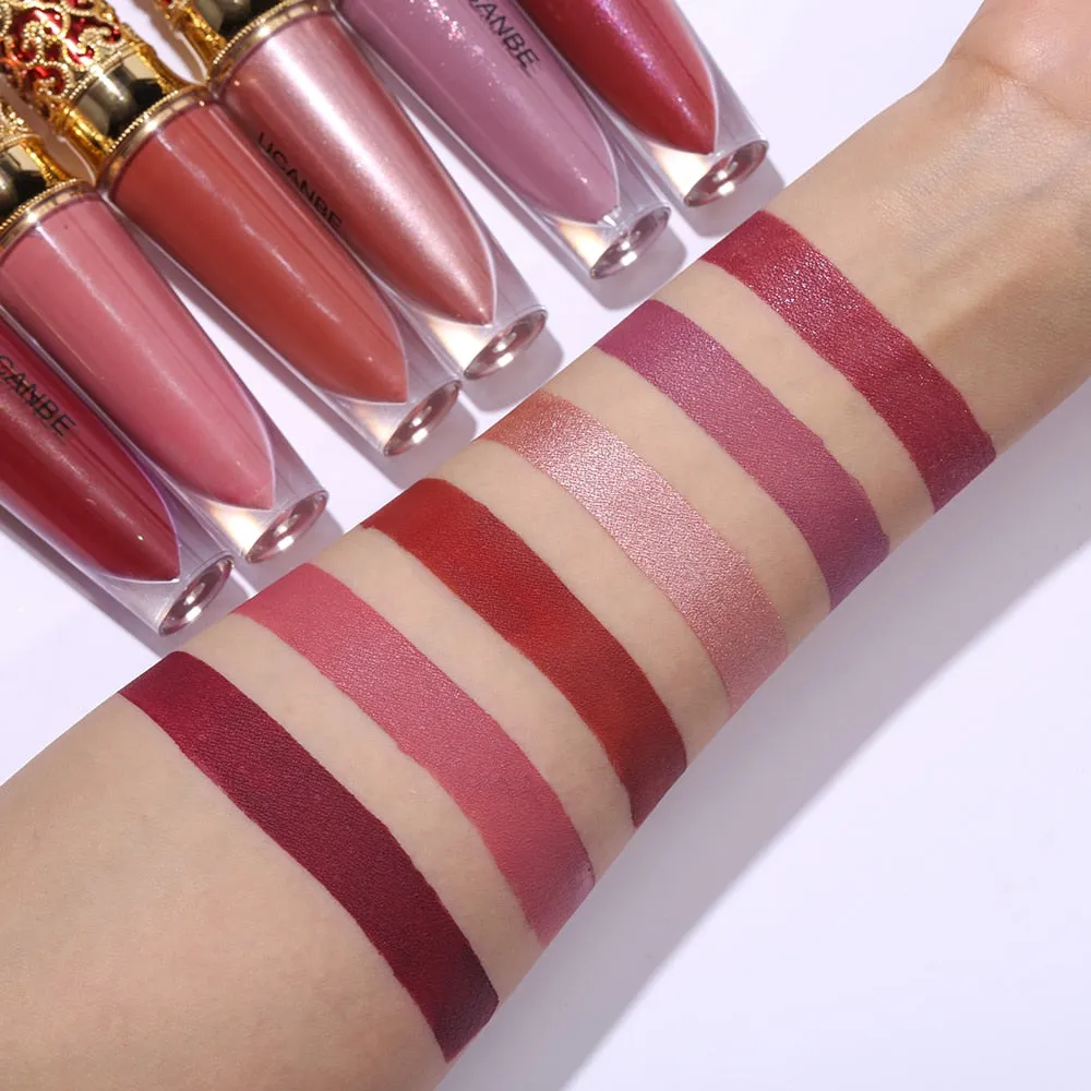 Velvet Matte Lipstick Makeup Golden 5 Color Nude Long Lasting