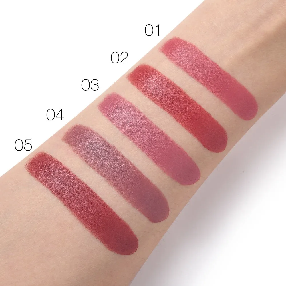 Velvet Matte Lipstick Makeup Golden 5 Color Nude Long Lasting
