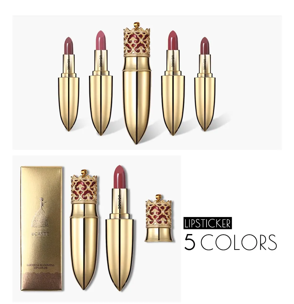 Velvet Matte Lipstick Makeup Golden 5 Color Nude Long Lasting