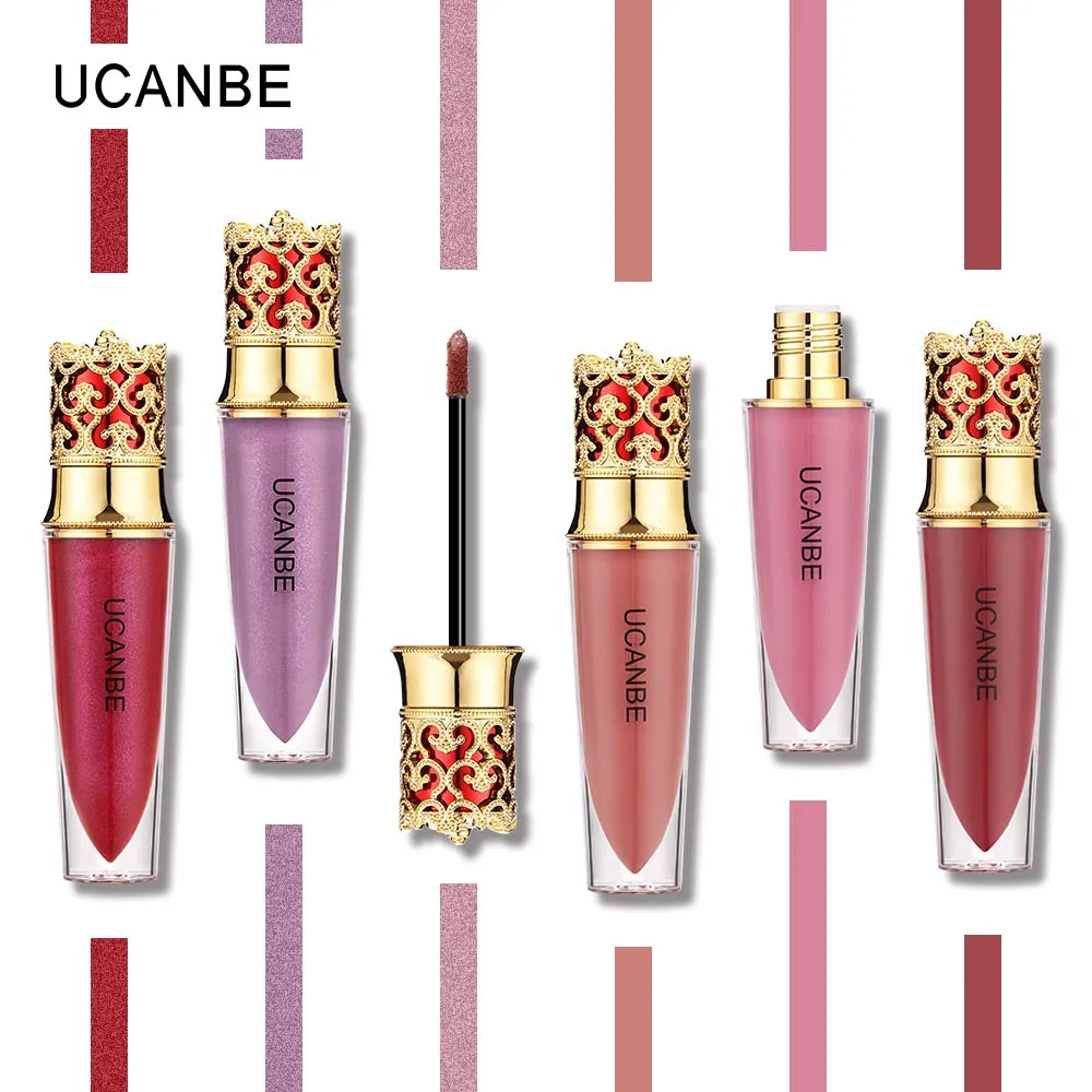 Velvet Matte Lipstick Makeup Golden 5 Color Nude Long Lasting